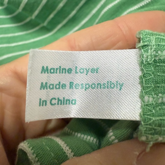 MARINE LAYER Green and White Lydia Textured Striped Tank Top Size XL - Picture 13 of 16